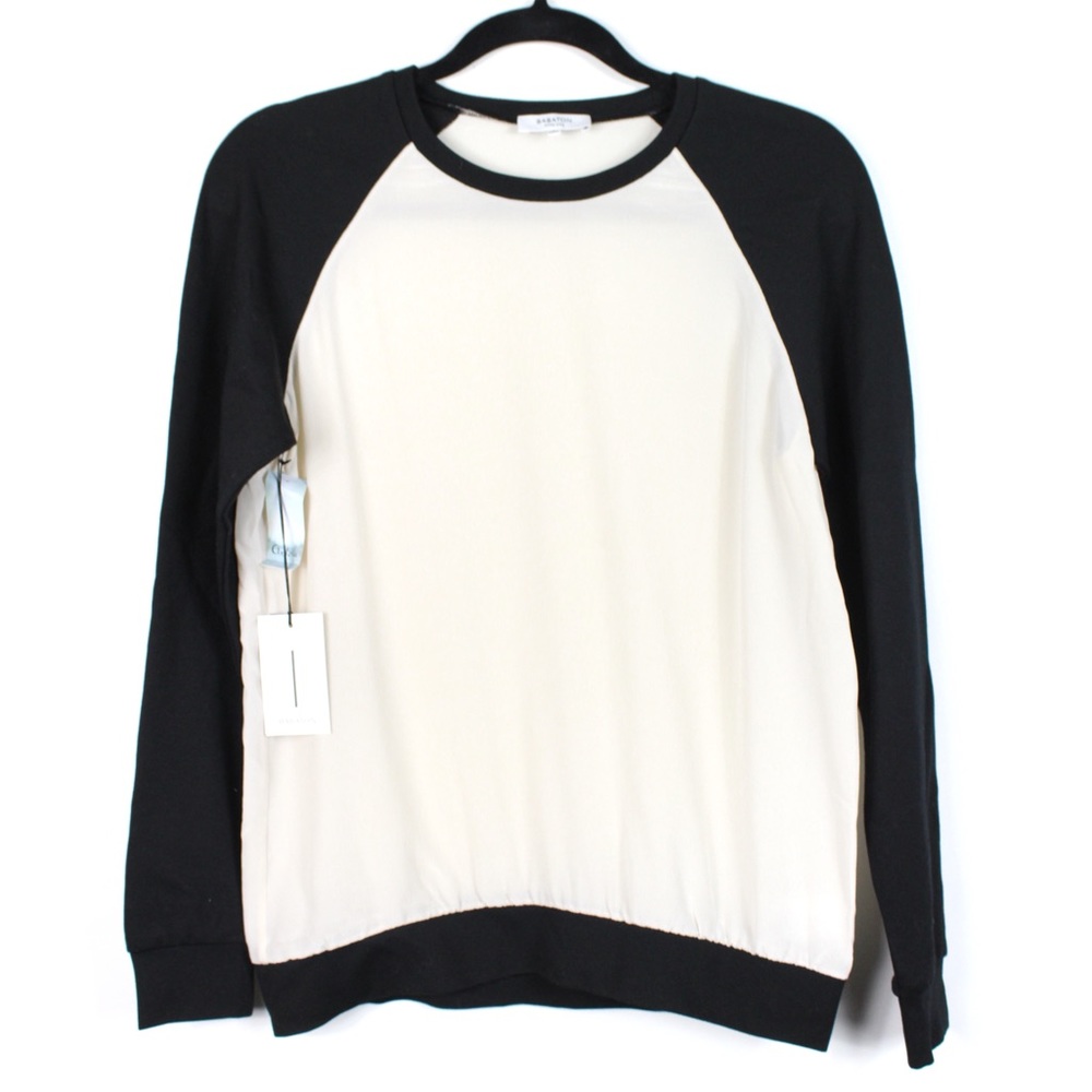 Babaton Aritzia Small Cream Black Blouse NWT silk